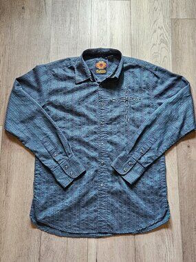 Platini Jeans Cougar Men's Long Sleeve Button Down Shirt Rhinestone Cross XL
